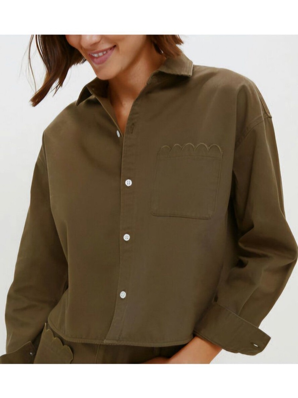 Tuckernuck Army Green Chino Cropped Jasper Button Down